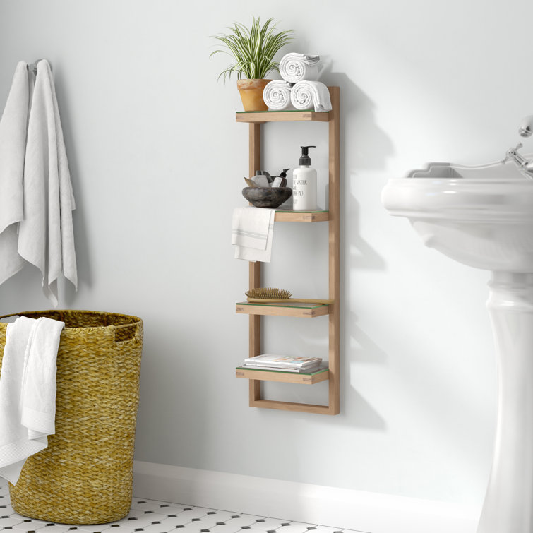 Brayden Studio Mendocino Solid Wood Wall Bathroom Shelves & Reviews